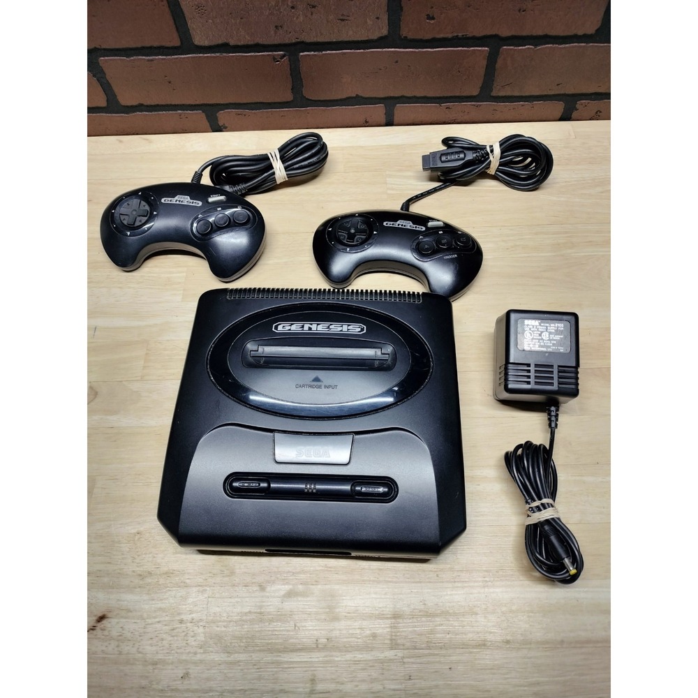 SEGA Genesis console MK-1631 with power and controllers no AV cords untested